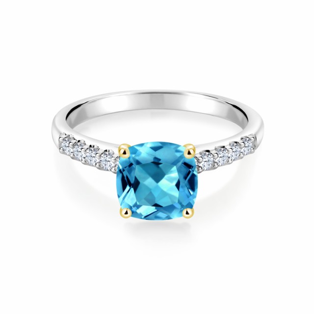 とシルバー 指輪 マルチストーン 天然石 1の通販はau PAY マーケット - Gem Stone King ジュエリー専 リング レディース 2.7カラット 天然 スイスブルートパーズ 合成ホワイトサファイア スクエア パヴェ 大粒 ホワイトサ