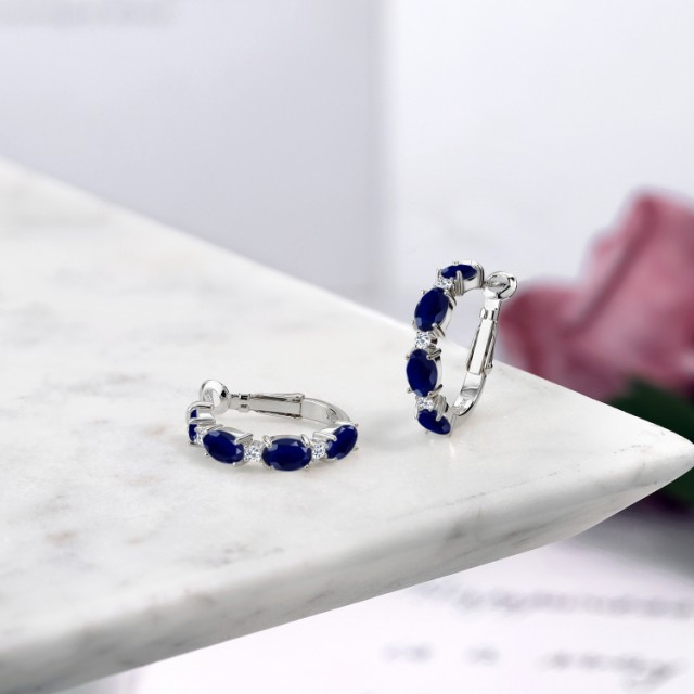 しています➪ ピアス 天然石 9月 誕生石 金属アレルギの通販はau PAY マーケット - Gem Stone King ジュエリー専門 レディース 4.68カラット 天然 サファイア トパーズ シルバー925 フープ レバーバック 華奢 細身 りするフー