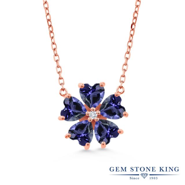 レディース ピンクゴールド 加工 ネックレス 天然 ハート アイオライト かわいい ネックレス ネックレス ブランド 花 天然石 ハート フラワー