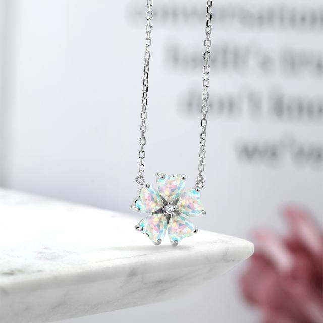 格安高品質 ネックレス 花 かの通販はau PAY マーケット - Gem Stone King ジュエリー専門 レディース 3.79カラット シミュレイテッド ホワイトオパール ラボグロウンダイヤモンド シルバー925 ハート フラワー 定番高評価