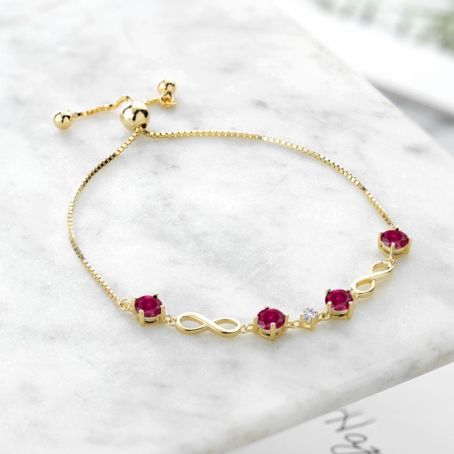 通販人気 ブレスレット テニスブレスレッの通販はau PAY マーケット - Gem Stone King ジュエリー専 レディース 4.05カラット 合成ルビー 合成ホワイトサファイア シルバー925 イエローゴールドコーティング 通販安い