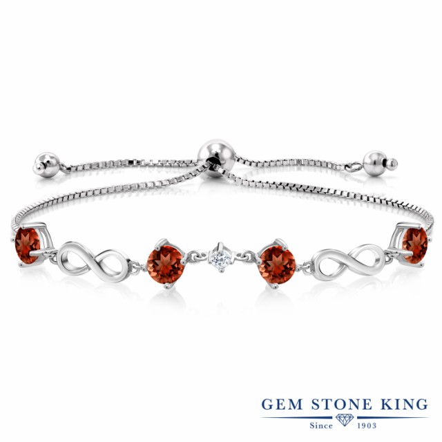 得価高品質ღ ブレスレット 大粒 スライド アジャの通販はau PAY マーケット - Gem Stone King ジュエリー専門 レディース 4.09カラット 天然 ガーネット トパーズ シルバー925 テニスブレスレット インフィニティ 定番低価