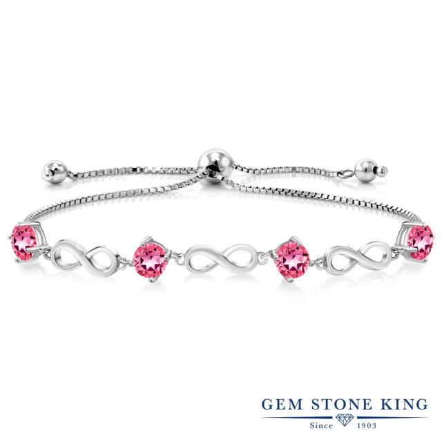 超歓迎 ブレスレット レディース 2 6カラット 天然石 ピンクトパーズ スワロフスキー 天然石シリーズ シルバー925 テニスブレスレット インフ 人気が高い Bayounyc Com