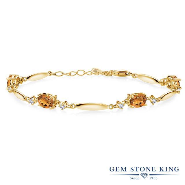 定番高品質 ブレスレット イエローゴールドの通販はau PAY マーケット - Gem Stone King ジュエリー専門 レディース 3.12カラット 天然 マデイラシトリン (オレンジレッド) 合成ホワイトサファイア シルバー925 100%新品新品