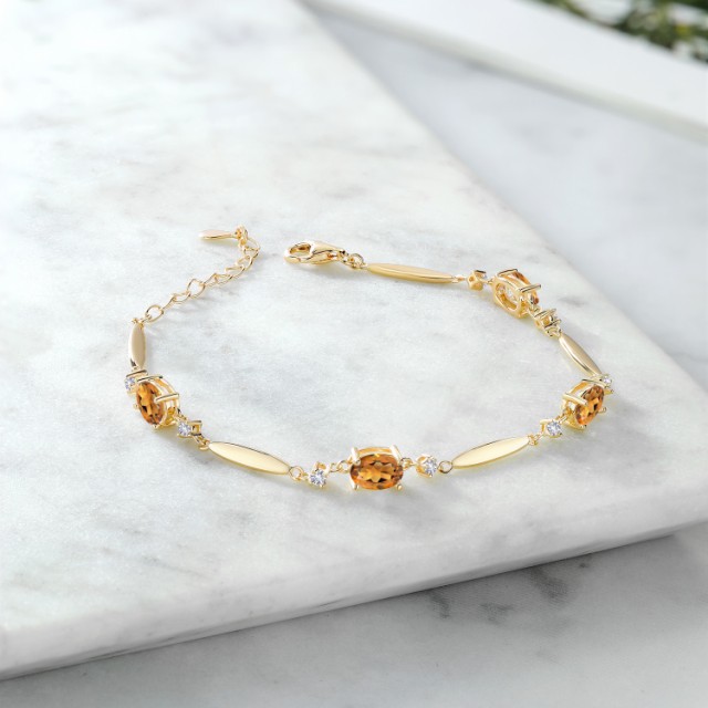 定番高品質 ブレスレット イエローゴールドの通販はau PAY マーケット - Gem Stone King ジュエリー専門 レディース 3.12カラット 天然 マデイラシトリン (オレンジレッド) 合成ホワイトサファイア シルバー925 100%新品新品