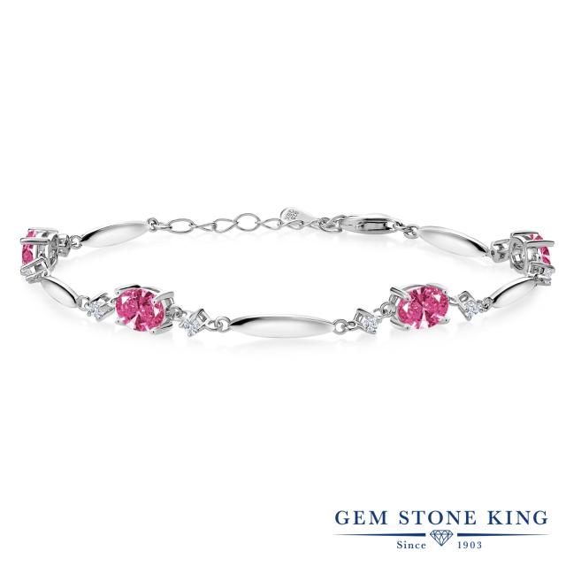 送料無料 ブレスレット レディース 3 28カラット スワロフスキージルコニア ピンク シルバー925 テニスブレスレット オーバル Cz アジャスター 即納 最大半額 Bayounyc Com