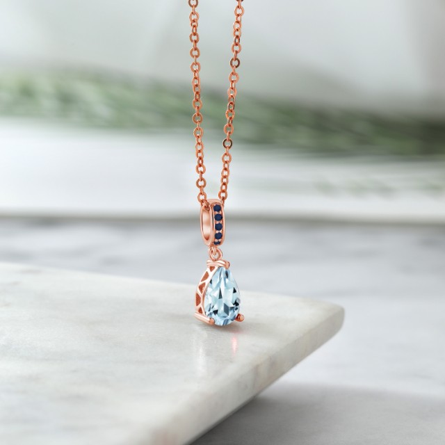 国産再入荷 ネックレス 雫 しずく ドロの通販はau PAY マーケット - Gem Stone King ジュエリー専門 レディース 1.21カラット 天然 アクアマリン ペンダント サファイア シルバー925 ピンクゴールドコーティング 定番得価