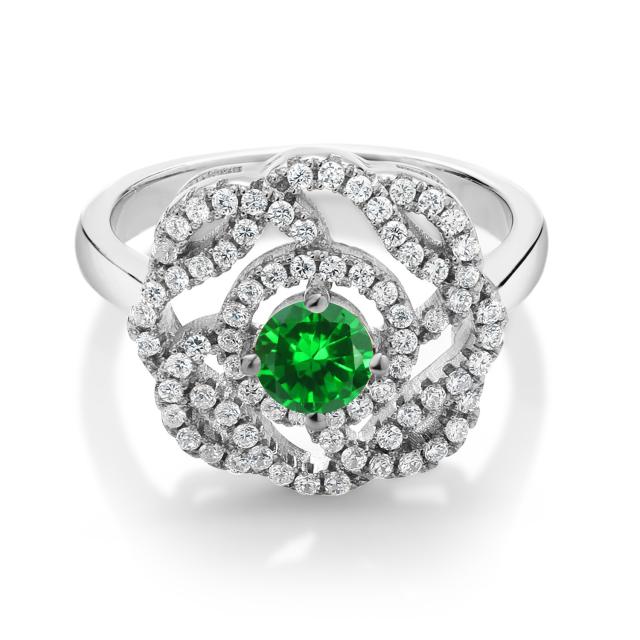 プレゼント 指輪 大ぶり 大きめ クラスター 金属アレルギの通販はau PAY マーケット - Gem Stone King ジュエリー専門 リング レディース 1.87カラット ナノエメラルド シルバー925 フラワー 花 透かし 編み込み てのジュエ