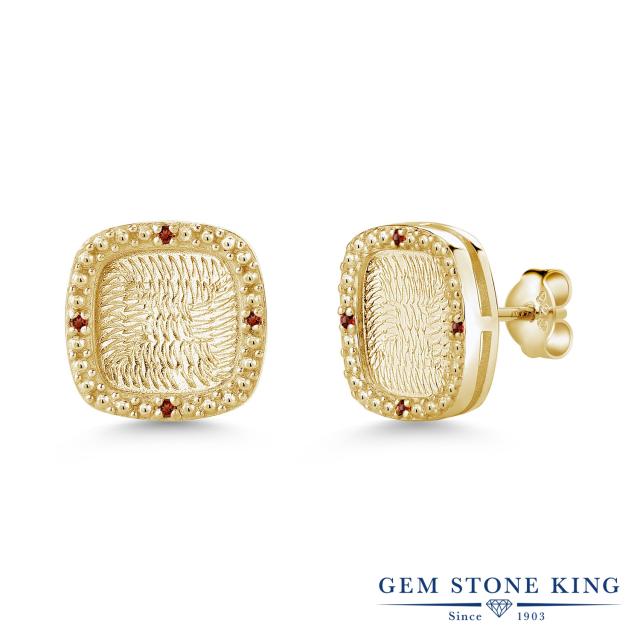 累計販売2万枚突破 天然 ガーネット ピアス レディース イエローゴールド 加工 天然石 1月 誕生石 四角い 細工 小粒 カクテル ブランド 21福袋