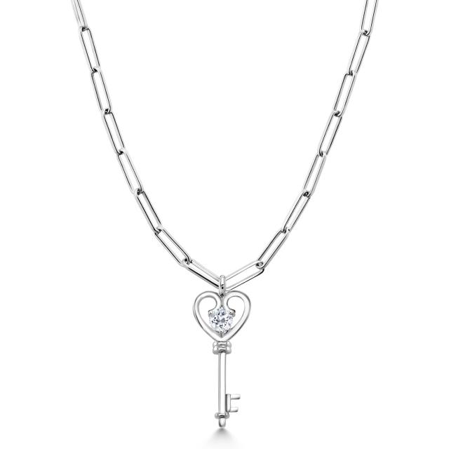 天然 ホワイトトパーズ ネックレス レディース 天然石 ワンピなど最旬ア 11月 一粒 誕生石 鍵 ハート ブランド キー