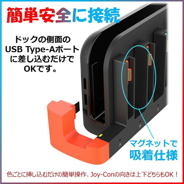 【送料無料】
有機EL スイッチ本体 USBポート に差し込むだけ joycon Joy-Conスイッチ充電 4台 2台 同時充電 父の日 プレゼント