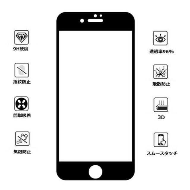 iPhone7 Plus iPhone8 Plus 全面保護 強化ガラス 画面フィルム