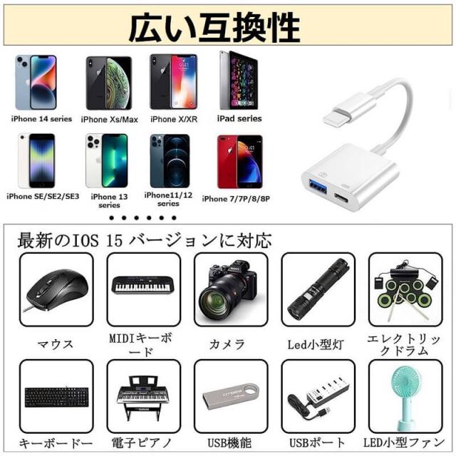 【送料無料】iPhone iPad 変換アダプタ OTG ケーブル