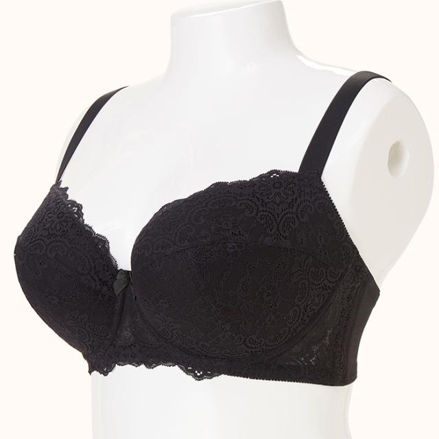 【NEW】お試しブラ 黒 3/4カップ・丸胸