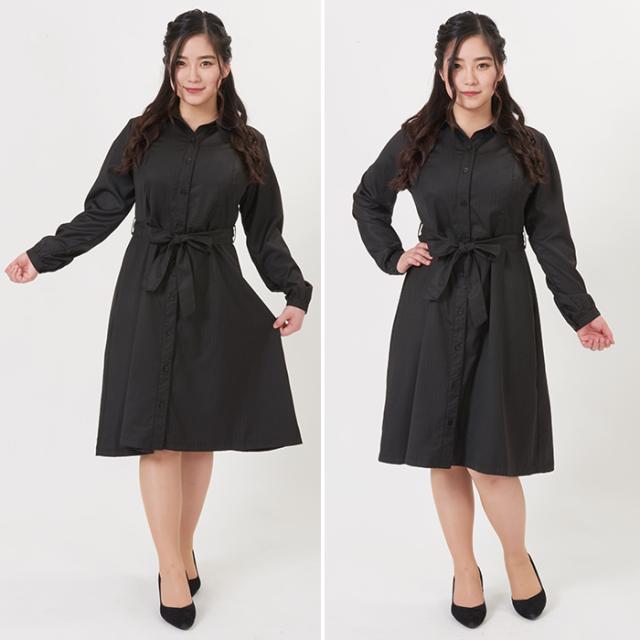 シャツワンピース・黒ストライプ