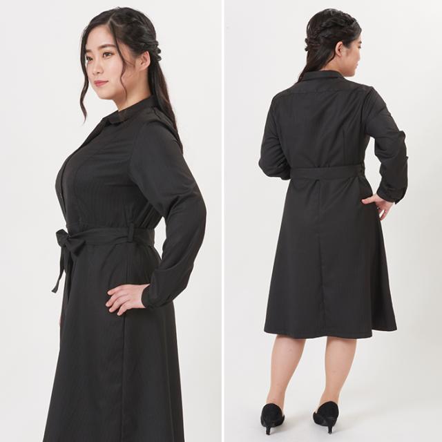 シャツワンピース・黒ストライプ