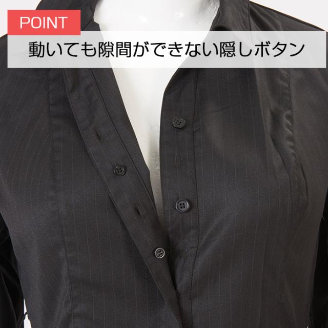 シャツワンピース・黒ストライプ