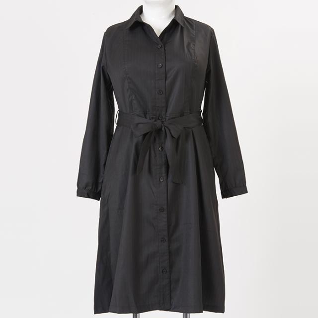 シャツワンピース・黒ストライプ