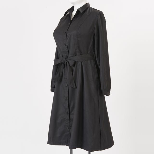 シャツワンピース・黒ストライプ