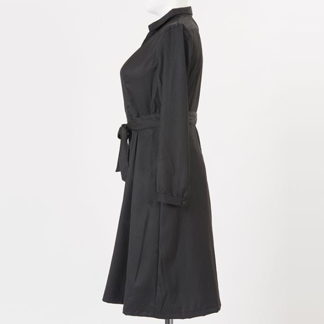 シャツワンピース・黒ストライプ