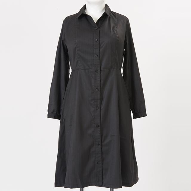 シャツワンピース・黒ストライプ