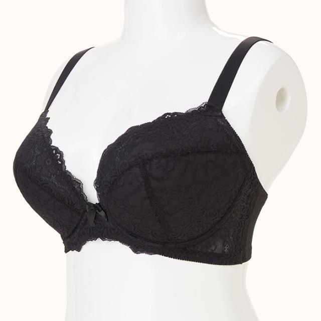 【NEW】お試しブラ 黒 3/4カップ・谷間