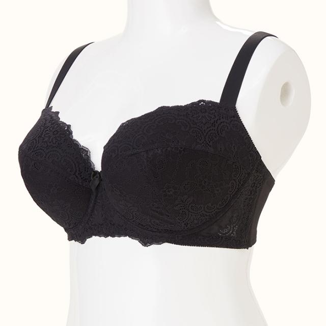 【NEW】お試しブラC 黒 3/4カップ・丸胸