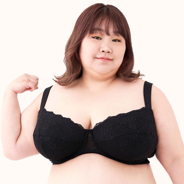 【NEW】プラスサイズブラ 黒 3/4カップ丸胸