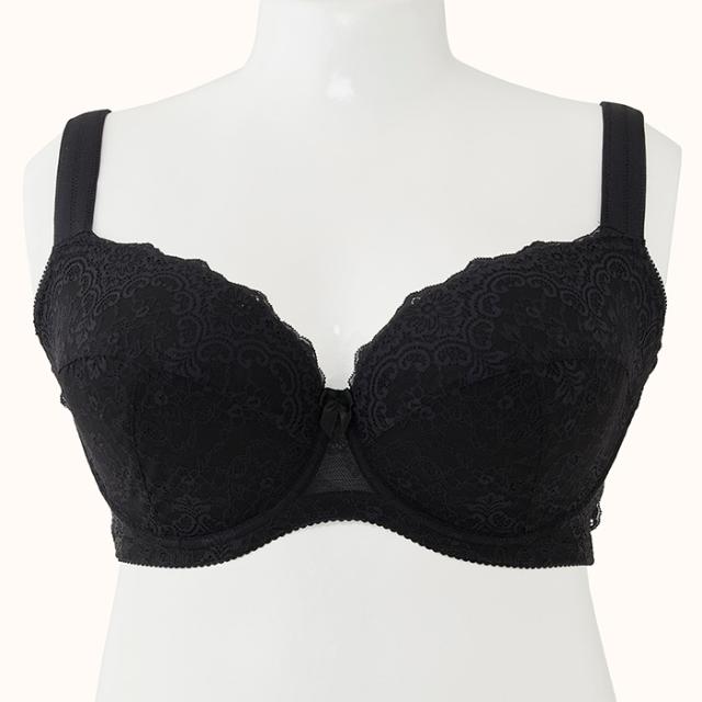 【NEW】プラスサイズブラ 黒 3/4カップ丸胸