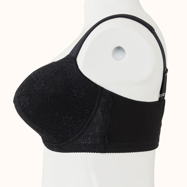 【NEW】プラスサイズブラ 黒 3/4カップ丸胸