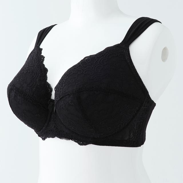 【NEW】お試しブラS 黒 フルカップ 広幅ストラップ