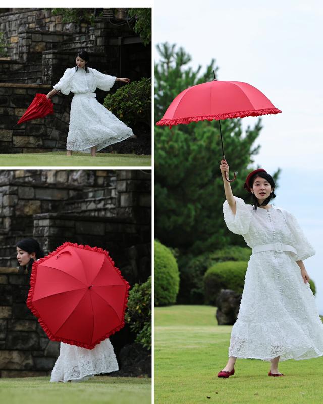 新作10月1日 「咲き続けよう、私らしく」花束アンブレラ cawaii fne00014 1年中 旅行 野外 日常使い ヘビロテ おでかけ 休日 贈り物 プレゼント ギフト 日除け 晴雨兼用 雨傘 レッド フリル 上品 レディース ファッション 大人 ママ ミセス 30代 40代 50代 60代