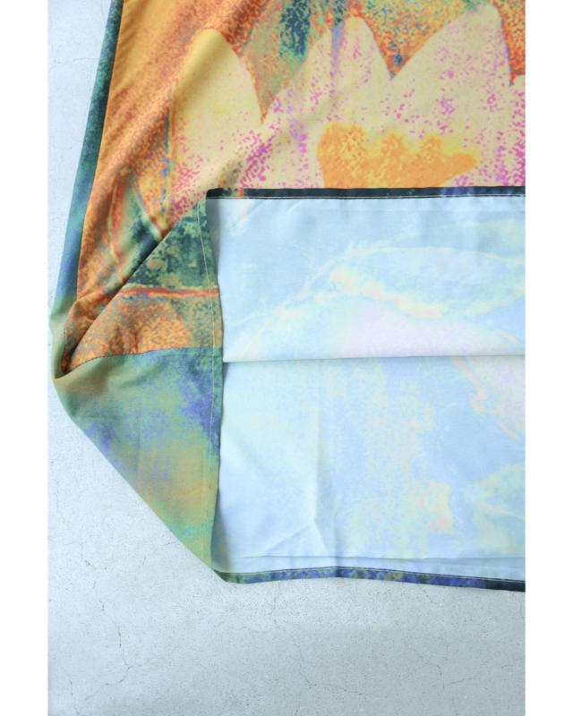 新作7月14日 朝露に濡れる蓮の花のミディアムワンピース cawaii w50532nc S~L対応 半端袖 花柄  アート柄 グリーン オシャレ 個性的 大人可愛い エレガント 上品 春服 春物 夏服 夏物 薄手 レディース ファッション ミセス 30代 40代 50代