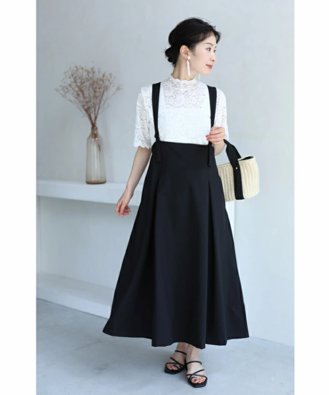 outlet】 サロペット スカート ワンピース 2way バックゴム
