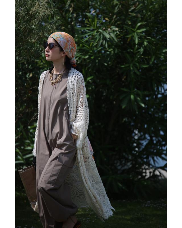 再入荷8月9日 美しい柄を纏うクロシェロングカーディガン cawaii