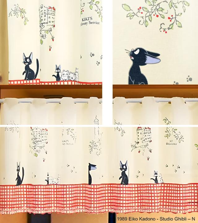 カフェカーテン ジジのお散歩 収納棚使用と拡大