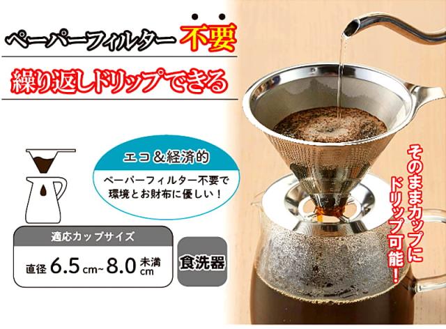 ペーパーフィルター不要 繰り返しドリップできる ステンレス コーヒーフィルター