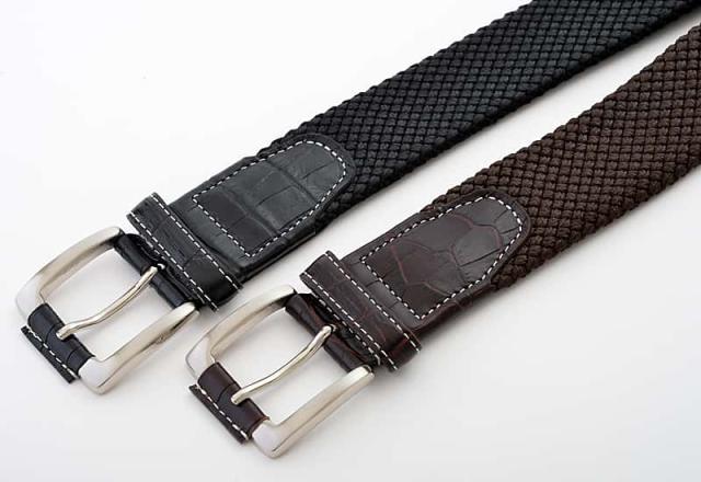 組紐ベルト クロコメッシュの品質クローズアップ。