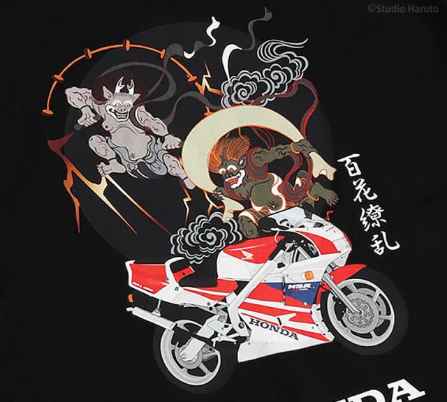 Tシャツ風神雷神 NSRのイラスト ブラック