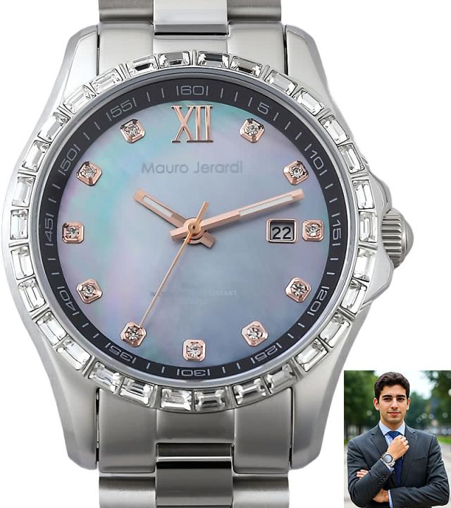 MJ075-1 ブラックシェル スーツ腕時計と拡大