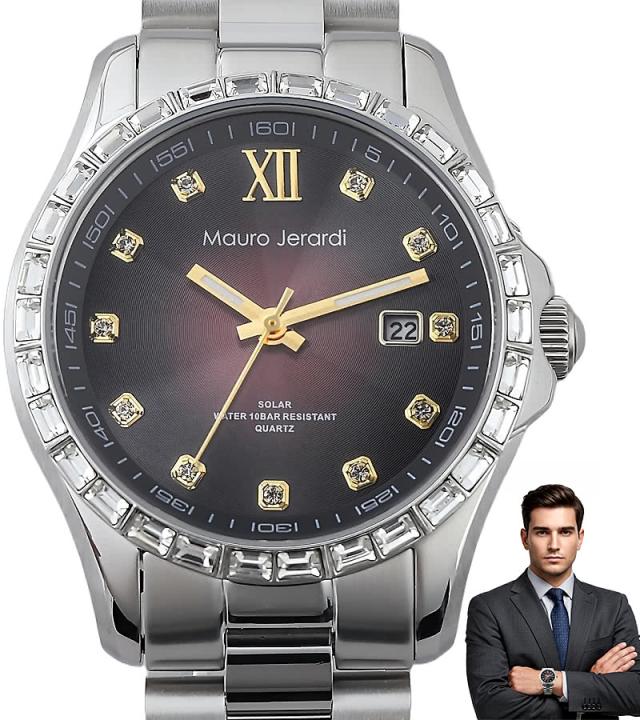 MJ075-1 レッドグラデーション スーツ腕時計と拡大