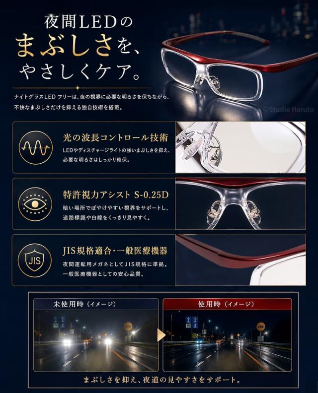 夜間LEDのまぶしさを、やさしくケアする3つの独自技術。