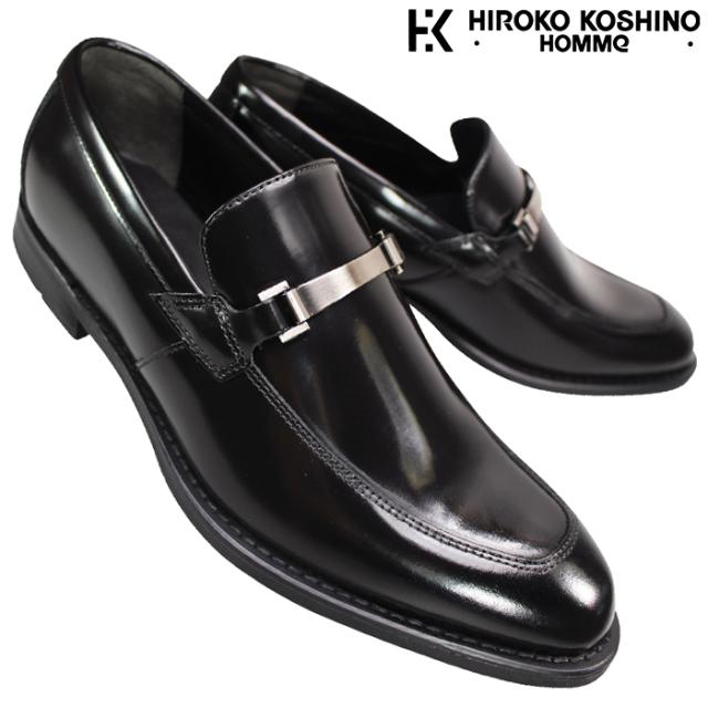 マドラス社製 ヒロココシノ ビジネスシューズ HR8003 ブラック 24.5cm〜27.5cm メンズ ビジネスシューズ スリッポン スリップオン 紳士靴 紐なし靴 革靴 黒靴 牛革 靴 madras HIROKO KOSHINO HR 8003