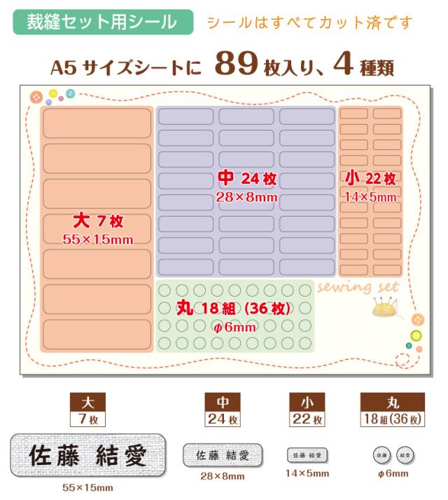 おなまえシールサイズと枚数について