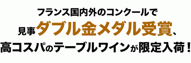 フランス国内外のコンクールで見事4つの金メダル受賞、高コスパのテーブルワインが限定入荷！