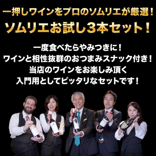 ソムリエ厳選おつまみ付き!ソムリエ赤ワインセット3本セット!