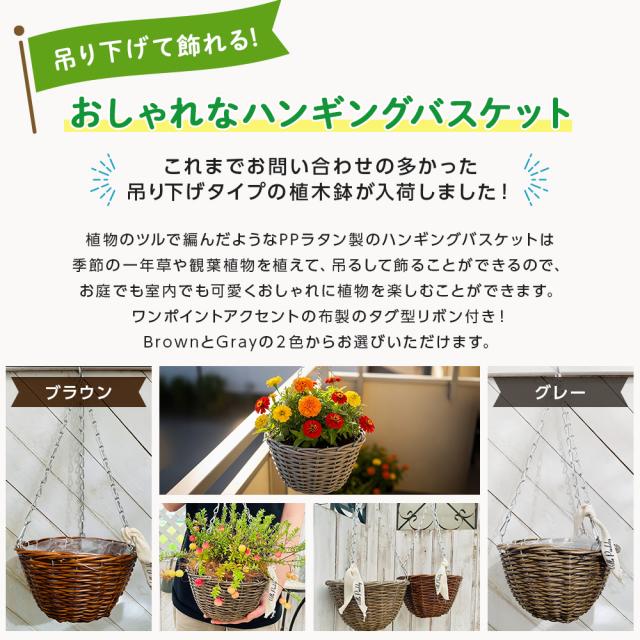 PPラタンバスケットハンギングS【選べる2色】