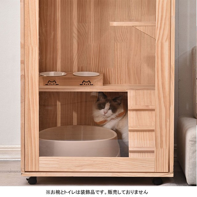 新品 キャットケージ キャットゲージ 3段 木製 猫用品 天然木