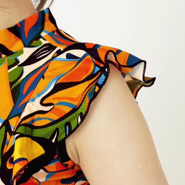 ラウドマウス レディース モックネック フリル ノースリーブ