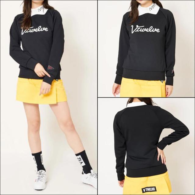 V12 ゴルフ レディース 襟付き 長袖 トレーナー TEACH CREW